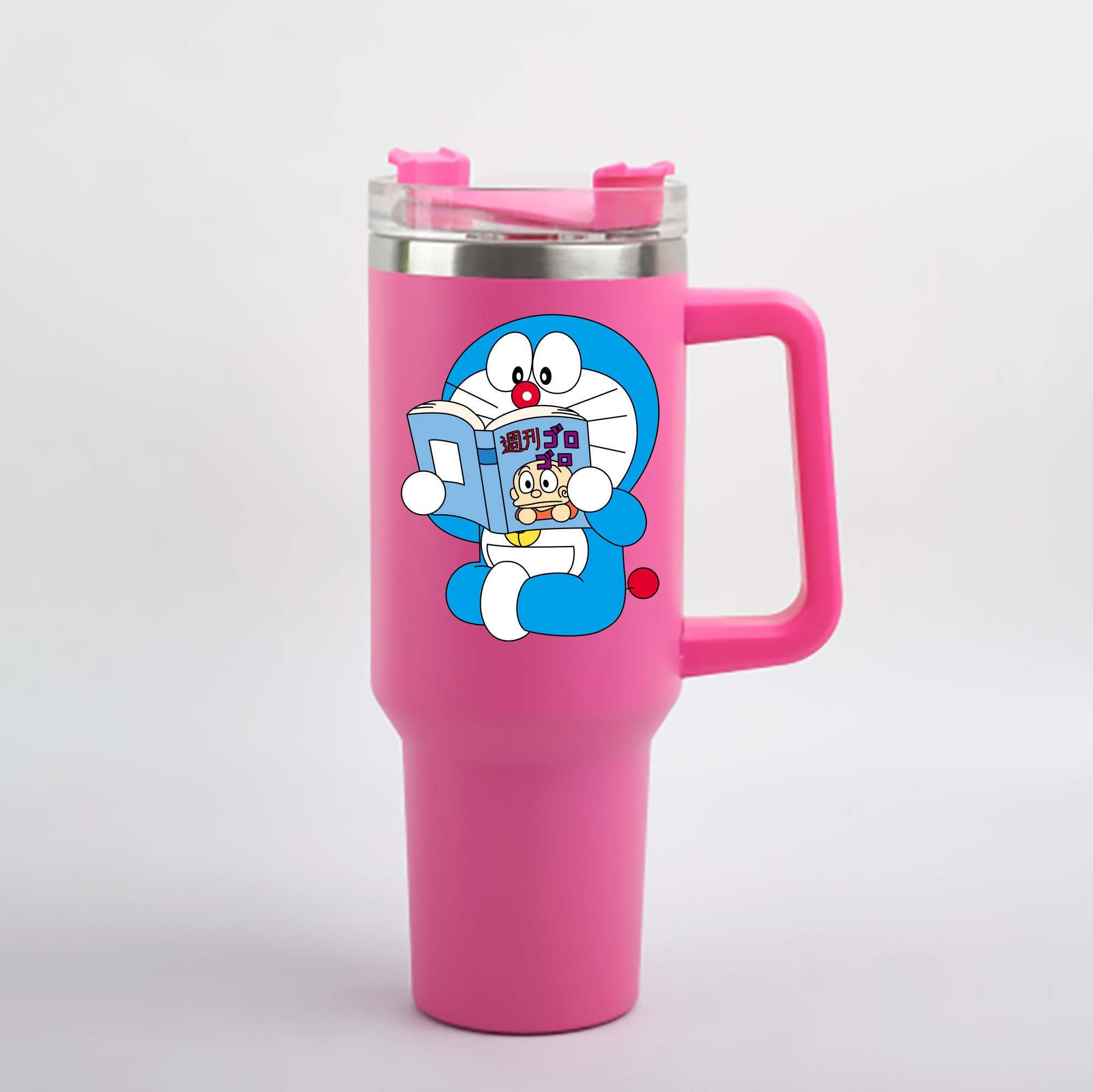 （画像用） ドラえもん Doraemon 1200mL車用タンブラー - クリスタルステッカー（プラスチックストロー付き）